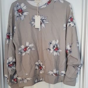 Grey floral long sleeve top